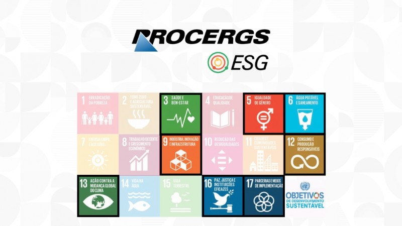 Os oito Objetivos de Desenvolvimento Sustent&aacute;vel da Agenda 2030 da ONU escolhidos pela Procergs: 3, 5, 6, 9, 12, 13, 16 e 17
